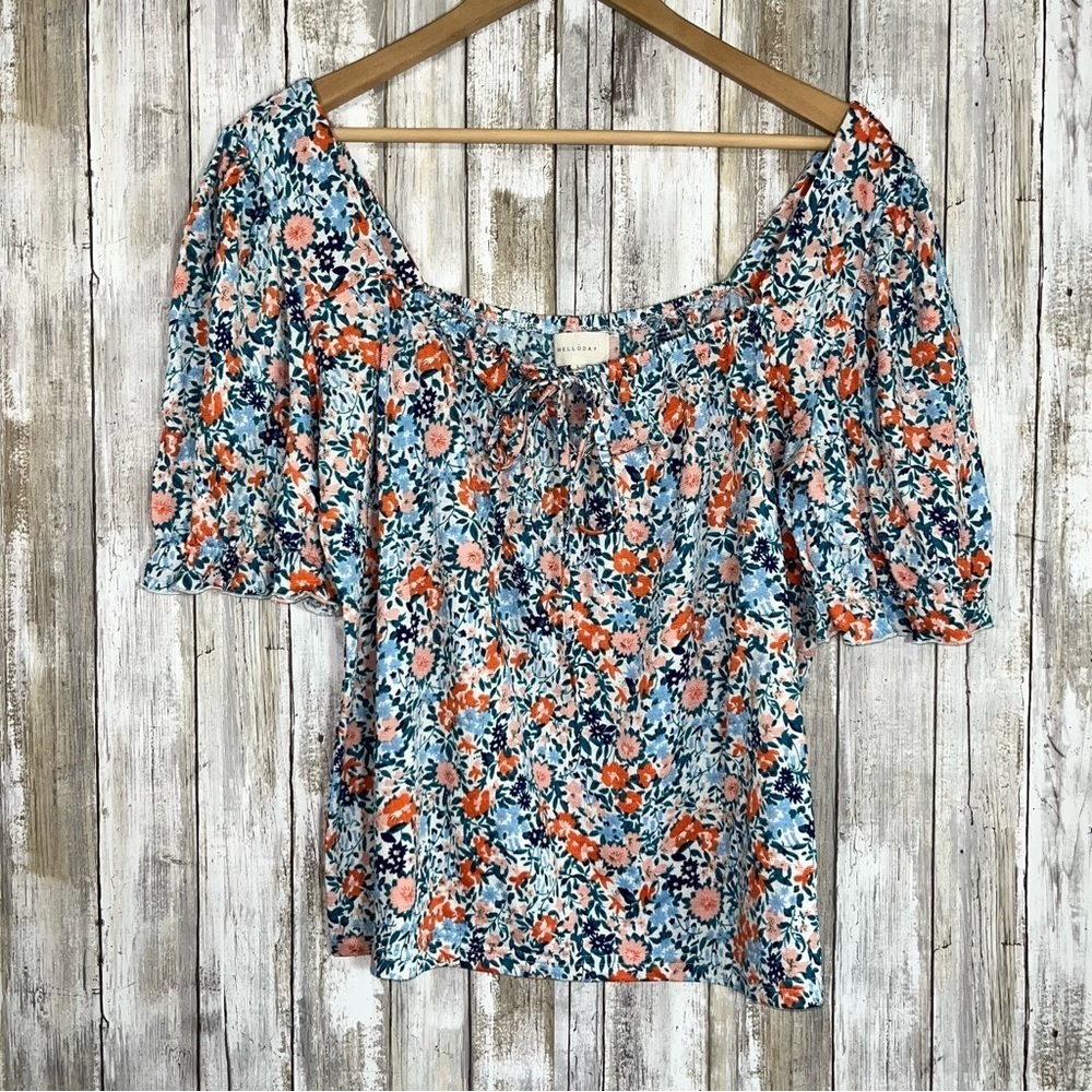 Melloday Square Neck Floral Blouse